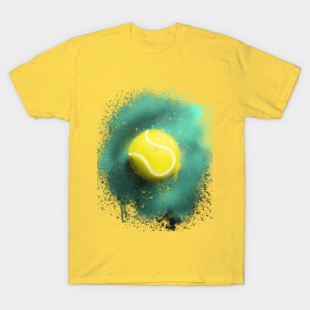 Graffiti Styled Spray Paint Tennis Ball T-Shirt by Roommates